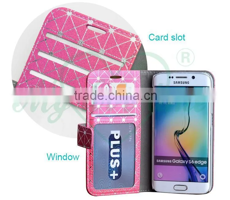 Grid Patterm OEM Leather Case for Samsung S6 Edge