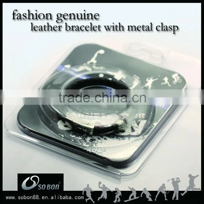 Fashion Jewellry Stainless Steel PU Leather Bracelet with Heart Charm