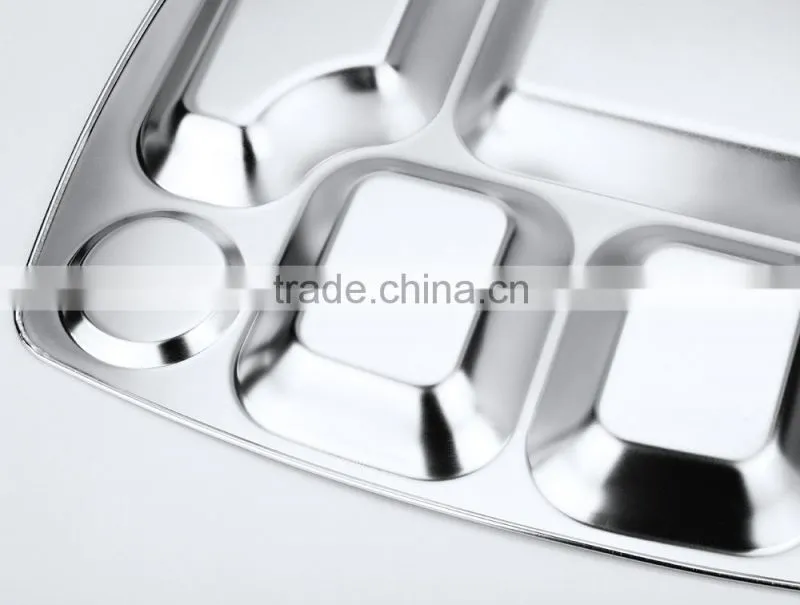 home utensils china 304 stainless steel square compartment dinner plates