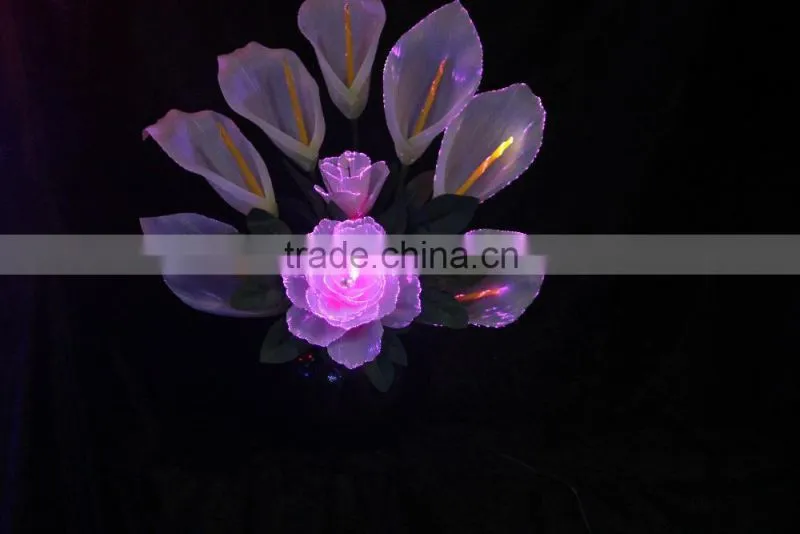 Home and wedding decor fiber optic LED Calla Lily flower light Peony flower Pot Lamp