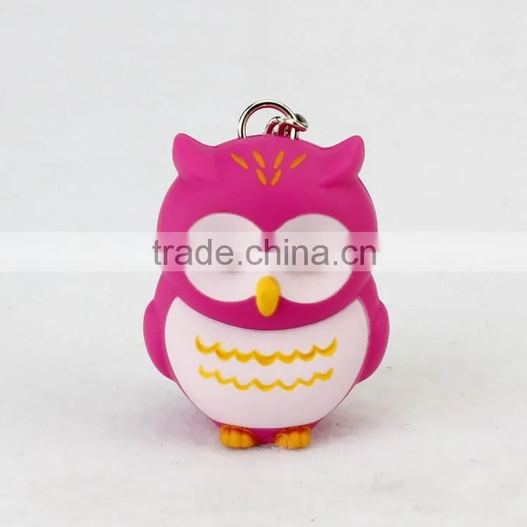 Plastic LED Owl Keychains with Sound