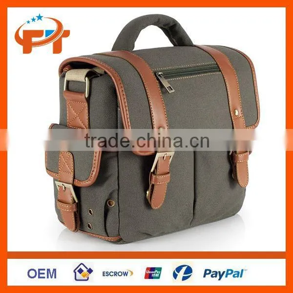 Fashion canvas pu leather dslr camera bag