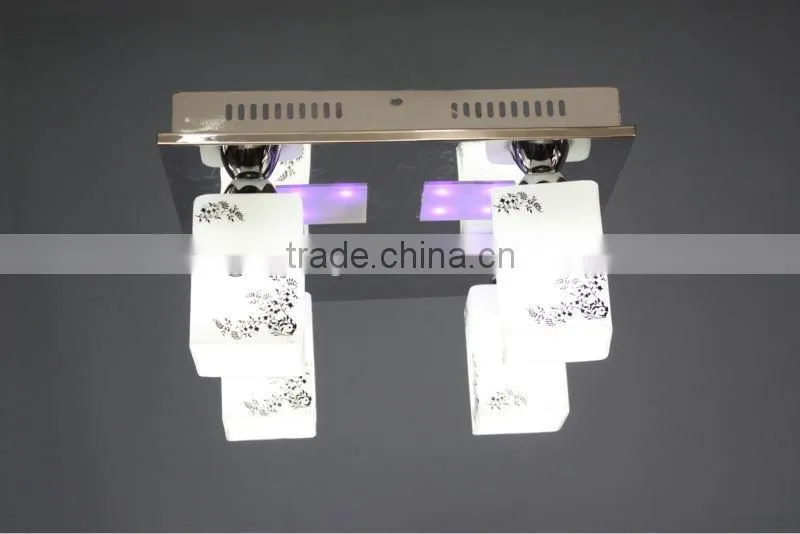 led+blubs pattern square glass ceiling lamp