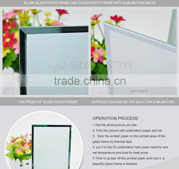 Sunmeta sublimation glass photo frame with clock