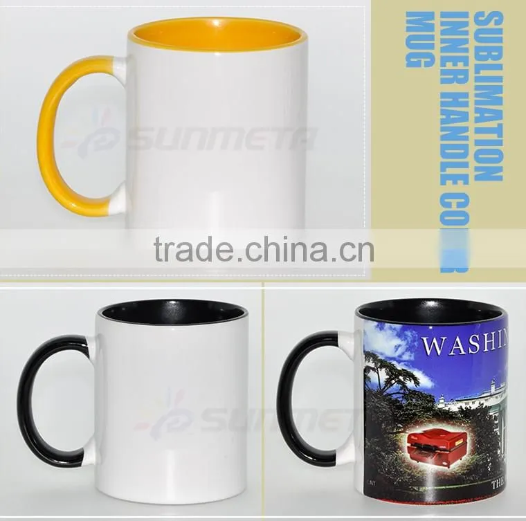 Sunmeta 11oz sublimation mug sublimation mug factory inner handle color mug SKB06
