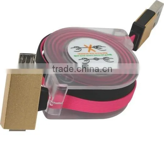 USB Charger Retractable USB Cable Reel Micro USB 2.0