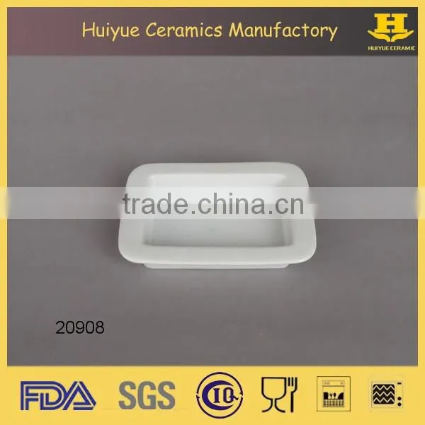 Ceramic rectangular mini dish with wide rim