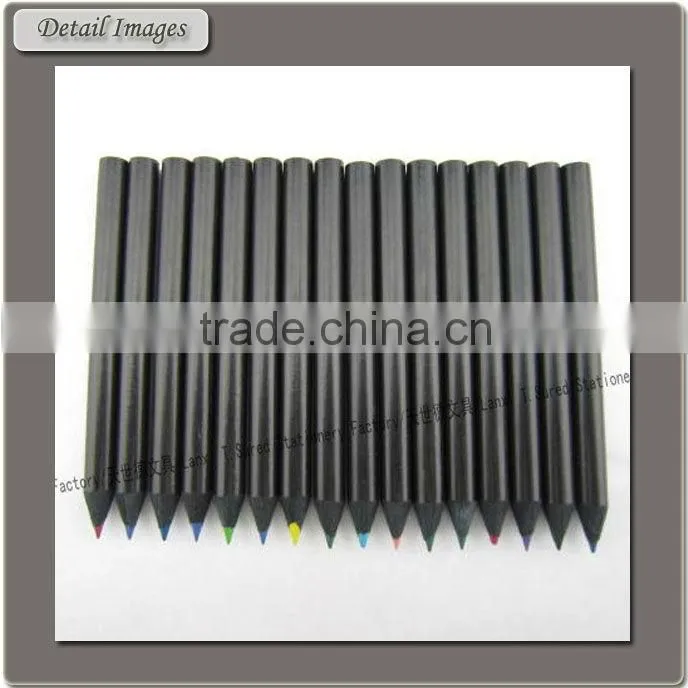 Short Natural Black Wooden Colour Pencils