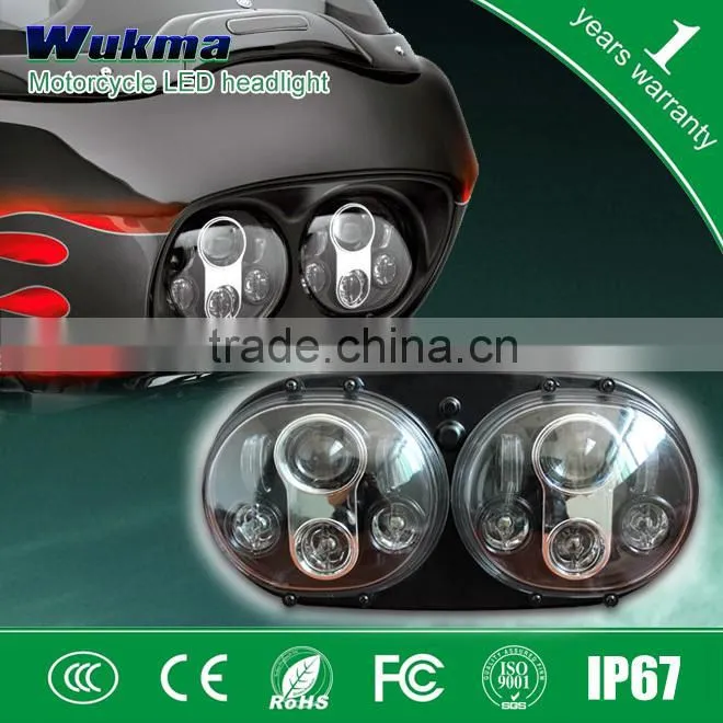 Black Twin Headlight Dual Lamp For Harley Davidson Road Glide Custom Fits Harley Road Glide