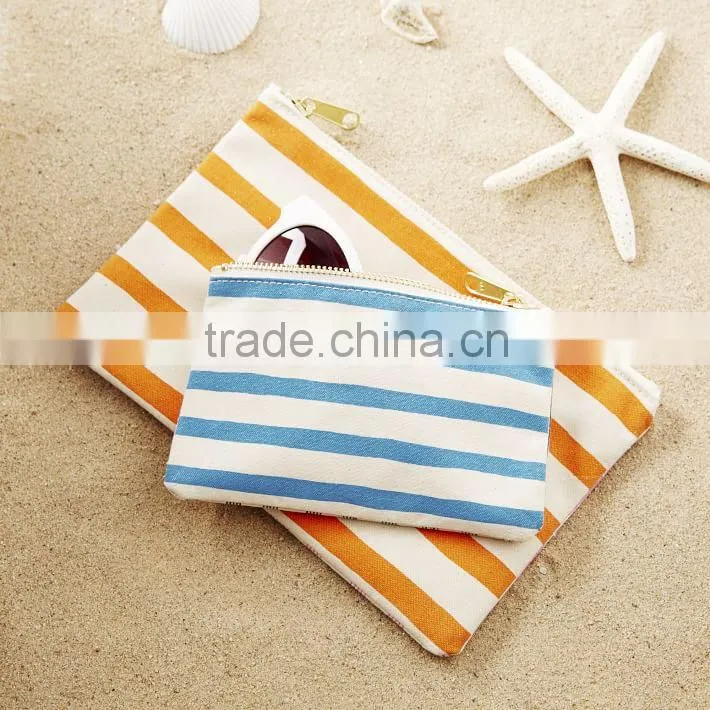 striped canvas makeup bags