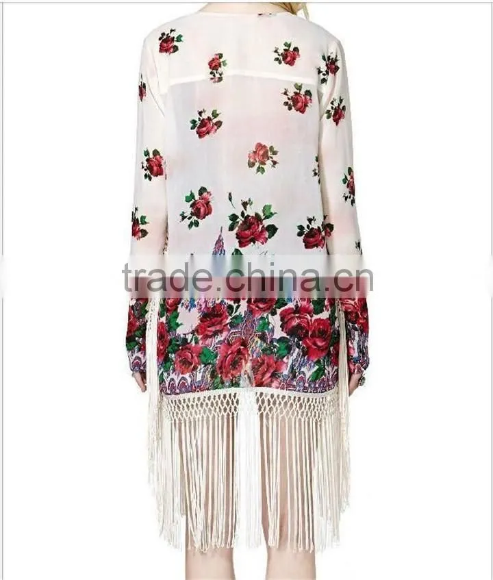 New Arrive Printing Long Design With Tassels Beach Dress Camilla Kaftan