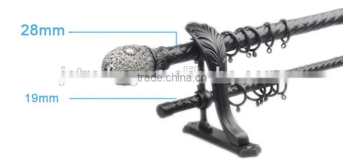 Metal double curtain rods with resin finials