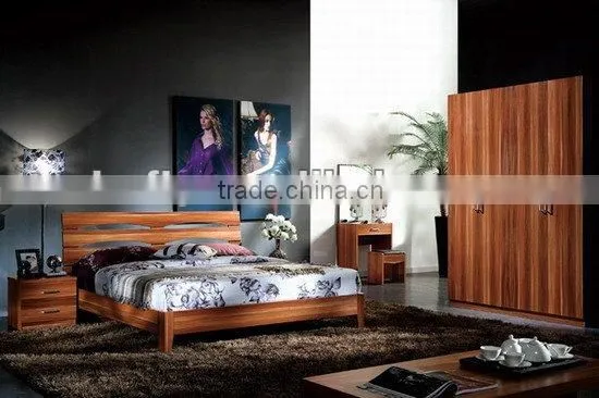 Modern teak melamine panle bedroom furniture set