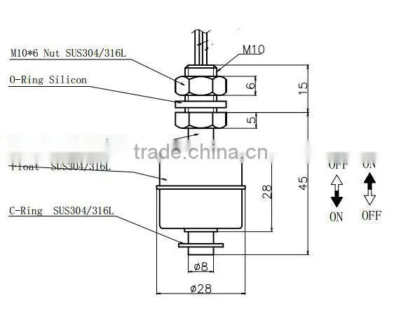 70W/300V Stainless steel Magnetic ball water Float level sensor switch