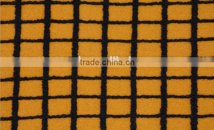 Bright yellow checks jacquard wool acrylic blend fabric for coat