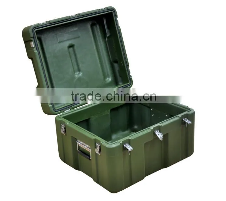73L army green plastic equipment case, military hard case with handle