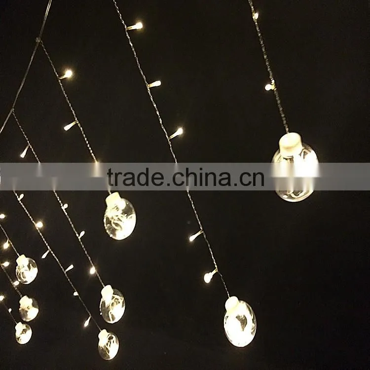 led decoration lamp supplies lantern 12 glass ball curtain lights/138L curtain light with ball