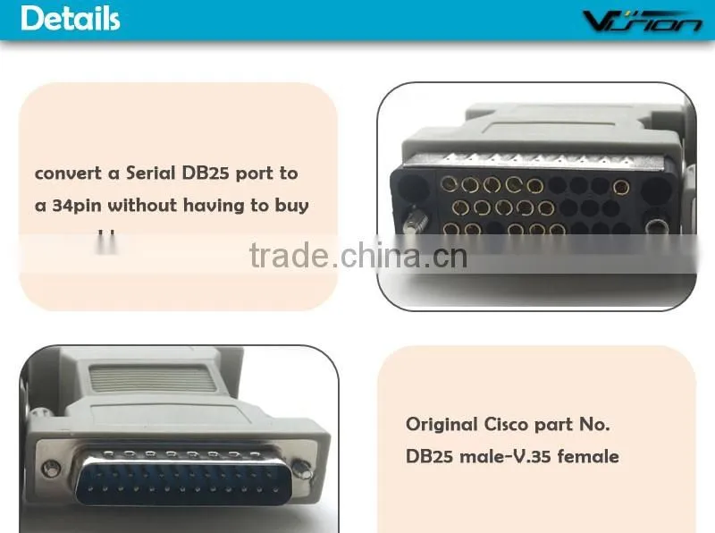 Cisco DB25 male to V.35 female 34pin converter gender changer in beige color