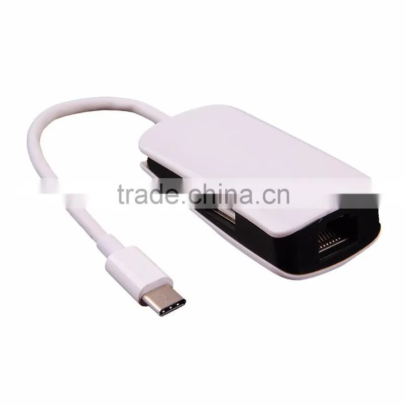 New 2 ports usb hub usb 3.1 type C hub with 1 port RJ45 Gigabit Ethernet Lan Adapter 10/100/1000 Mbps