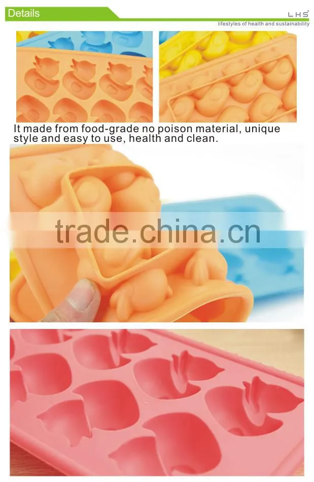 100% food grade silicone duck animal shape ice cube tray