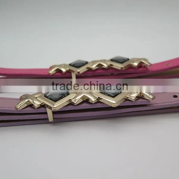 Lady's fashion skinny belt with glass for dress