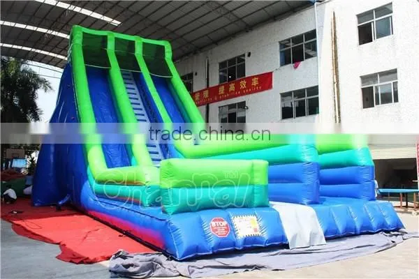 Outdoors giant inflatable water slide for adult, inflatable double lane dry slide for sale