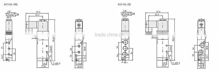 Pneumatic solenoid valves air valves single solenoid and double positions