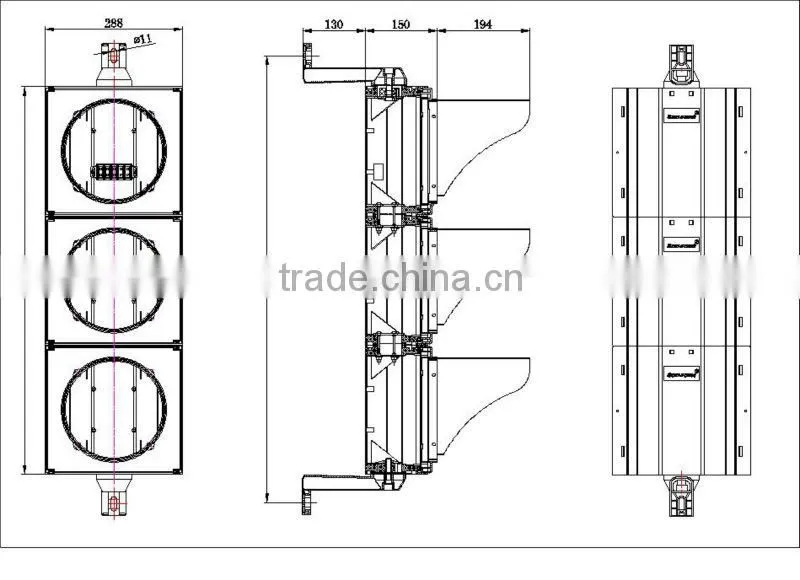 200mm Led high-flux EN12368 Traffic signal light