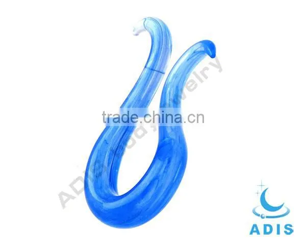 Light blue "8" shaped glass ear stretcher plug body jewelry glass piercing