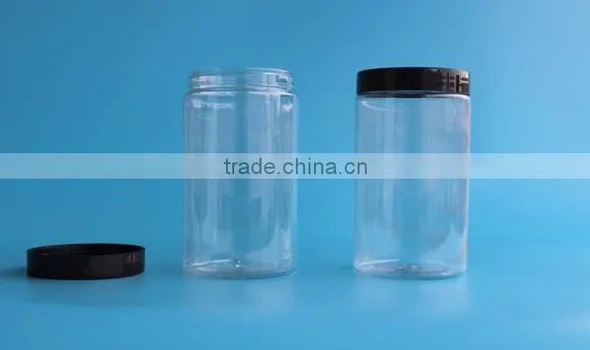 china wholesale 12 oz 360 ml clear cylinder wide mouth Plastic PET Cream Jars