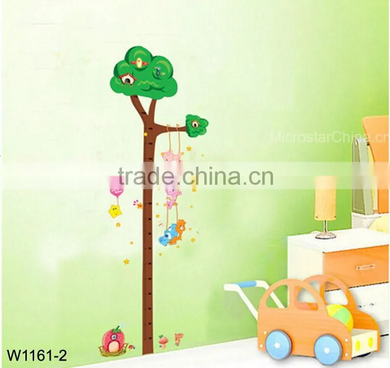 Cute cartoon characters Kids height measuring Wall Stickers Boy Girl Growth Chart