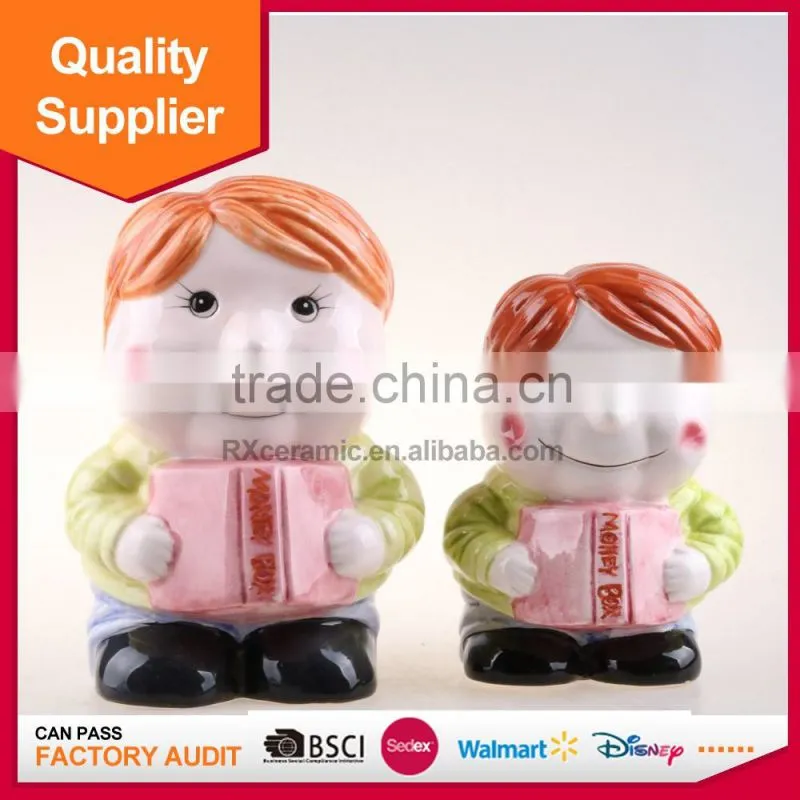 Manufacturer low price reading books cereamic money bank