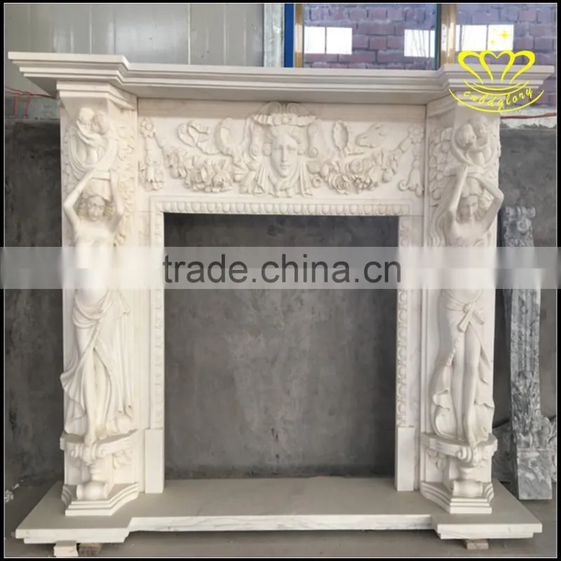 Marble fireplace boutique European door cover Luxury mantel interior decoration
