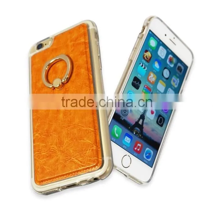 Multifunction PU Leather Back Case for iPhone 6s with Ring Holder Stand
