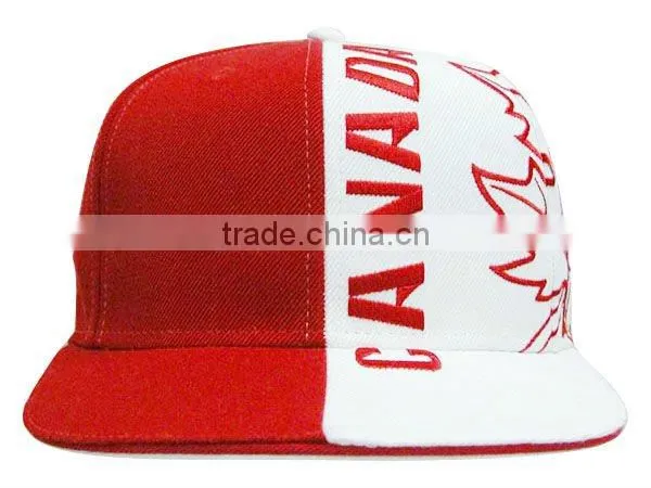 Two-tone canada maple leaf flat brim cotton custom flexfit baseball caps