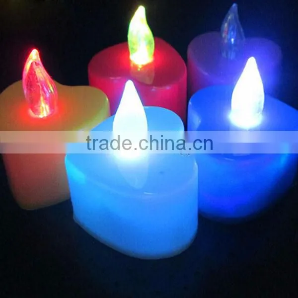 24Pcs / Box 7 Color rechargeable Heart Shaped Tea Light Candle