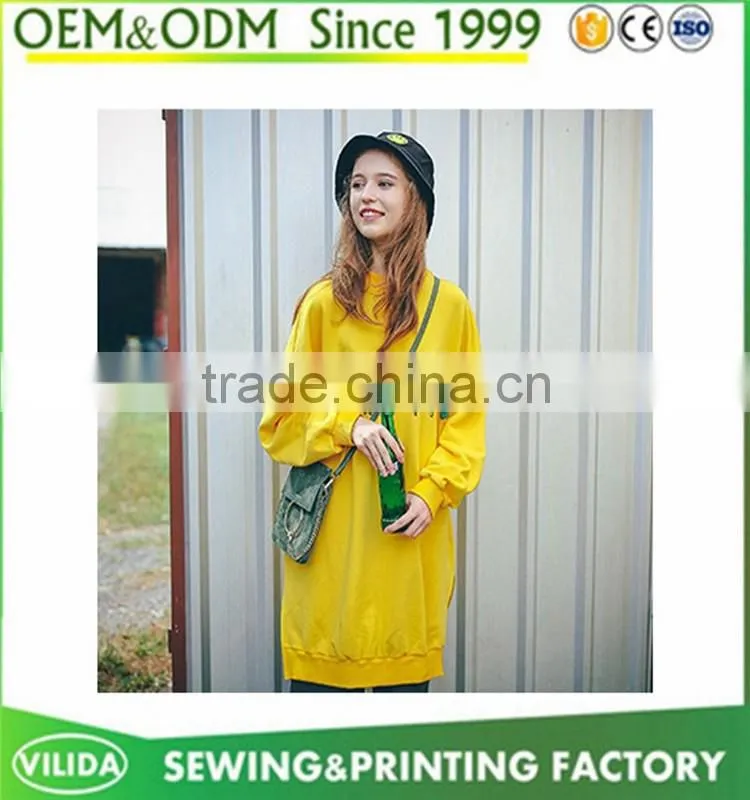 Factory in China OEM Custom Autumn Women Fashion 100% Cotton Long Hoodies Dress
