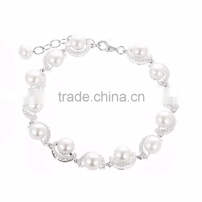 925 sterling silver natural fresh water pearl perfect round pearl bracelets