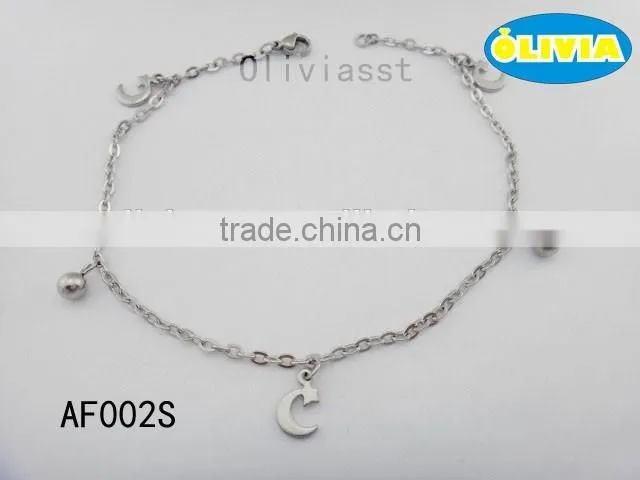Olivia Jewelry Fashion Gold Plated Stainless Steel Anklet With Moon Pendant Beautiful Girls