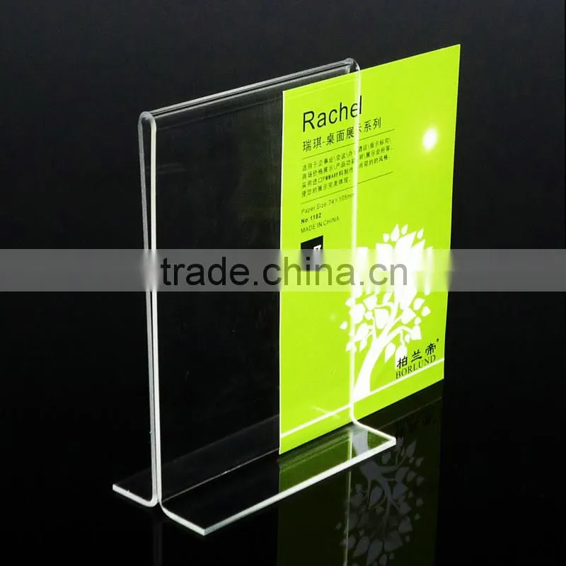 Hot sale clear A6 slanted acrylic plastic menu holder