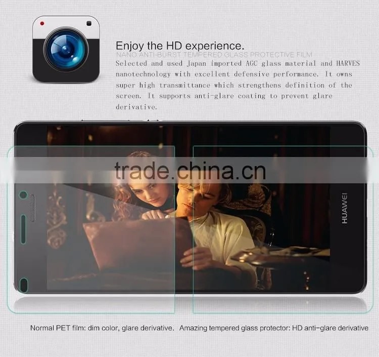 hotsale high transparency anti-glare tempered glass screen protector for Huawei P8