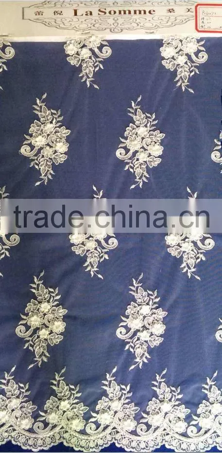 Beaded lace fabric guipure 3D lace embroidery for wedding dress wholesale