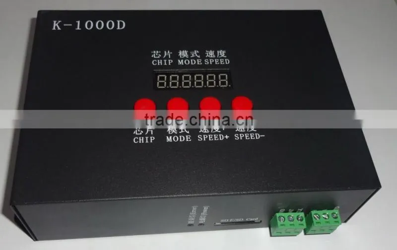 K-1000D;DMX SD card pixel controller;support standard dmx512 chip/DMX512AP-N/WS2821A;drive1024pixel;with address writer function