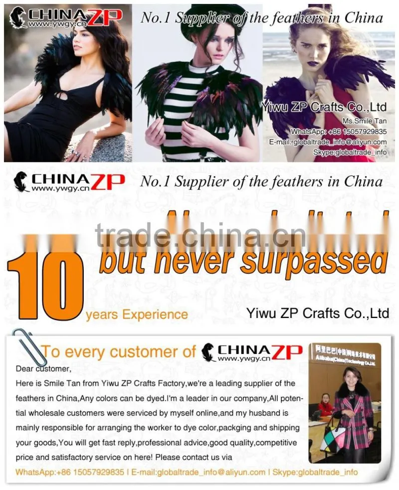 Leading Supplier CHINAZP Factory High Quality Black Chicken Dyed Rooster Schlappen Feathers