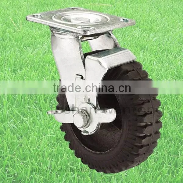 Rubber Iron Core Wheel 125mm Swivel Trolley Industrial Casters