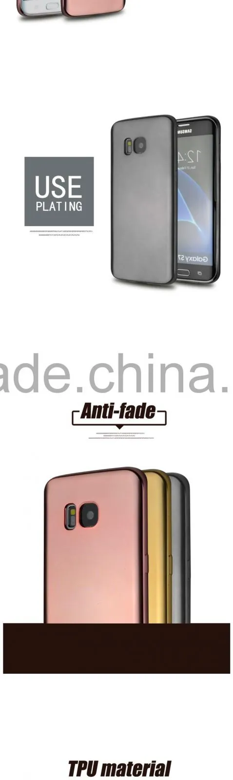 Wholesale China Golden Electroplating TPU Full Cover Case for Samsung S7 Edge Mobile Phone Back Cover