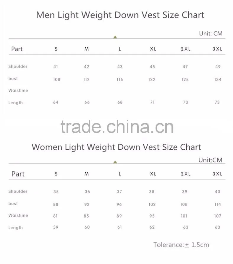 Wholesale winter sleeveless jacket mens/ womens down vest