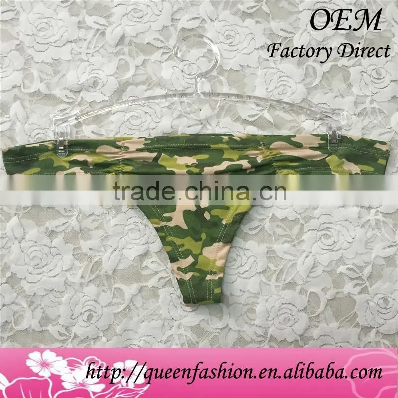 Light pure color Good quality Thong Anti-Static Good quality woman underwear camouflage T-back