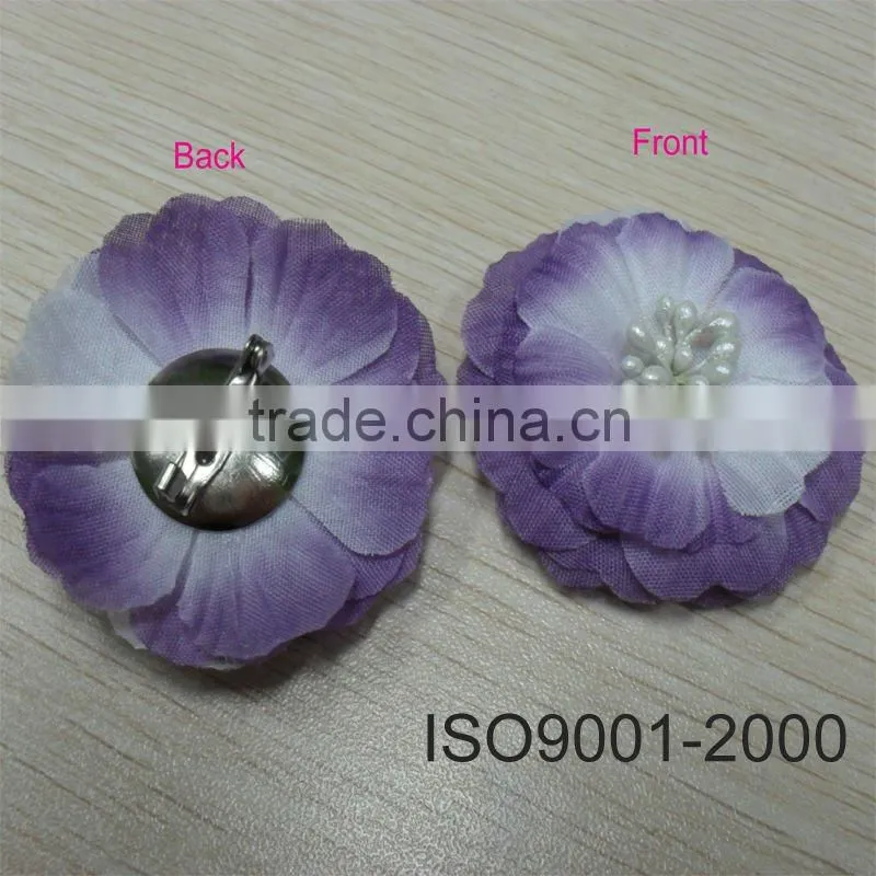 Handmade Fabric Purple Flower With Beads