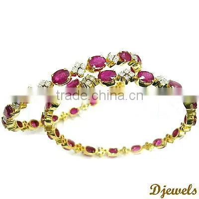 Ruby Gold Bangles, Designer Diamond Bangles, Ruby Jewelry